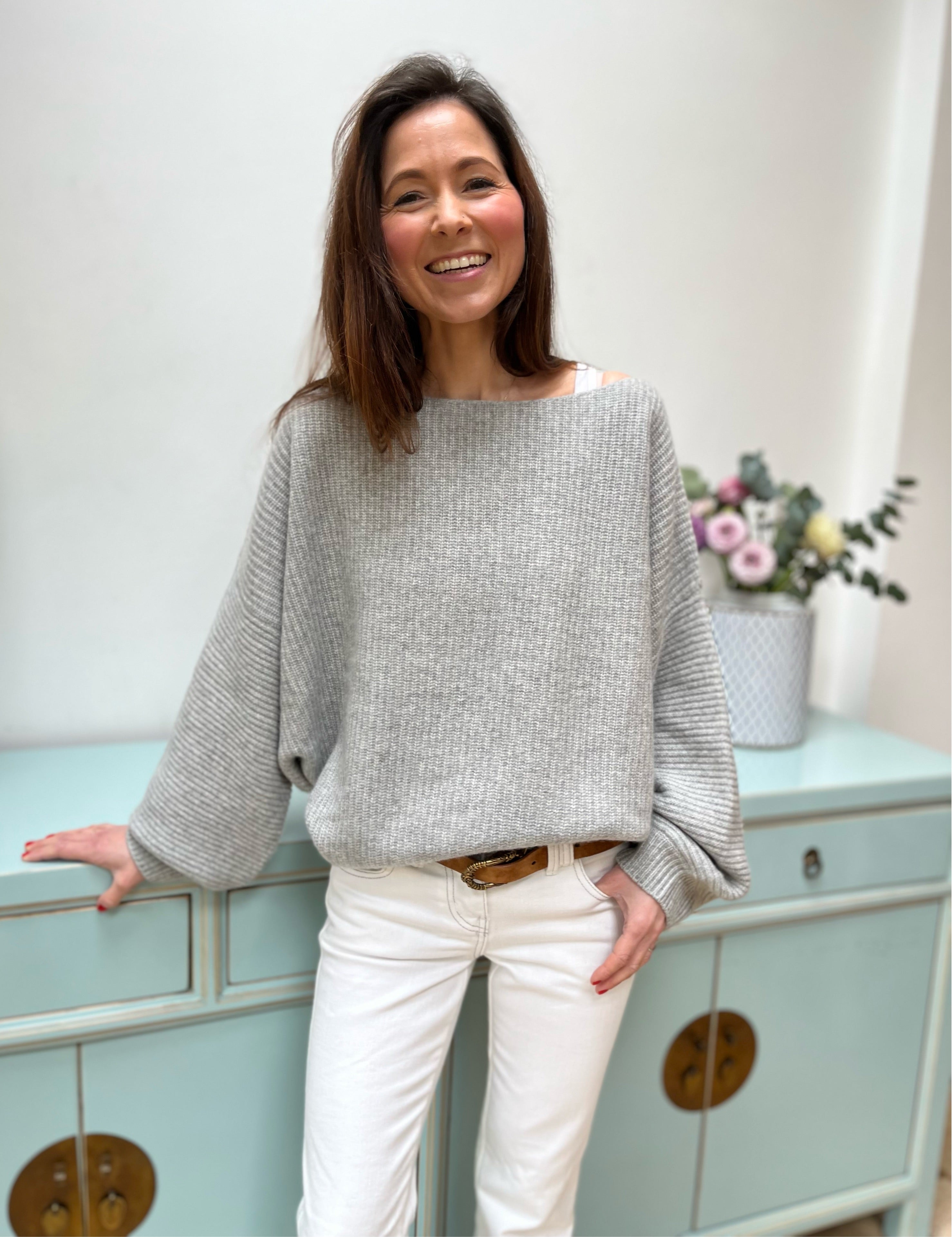 Off the cheap shoulder cashmere jumper